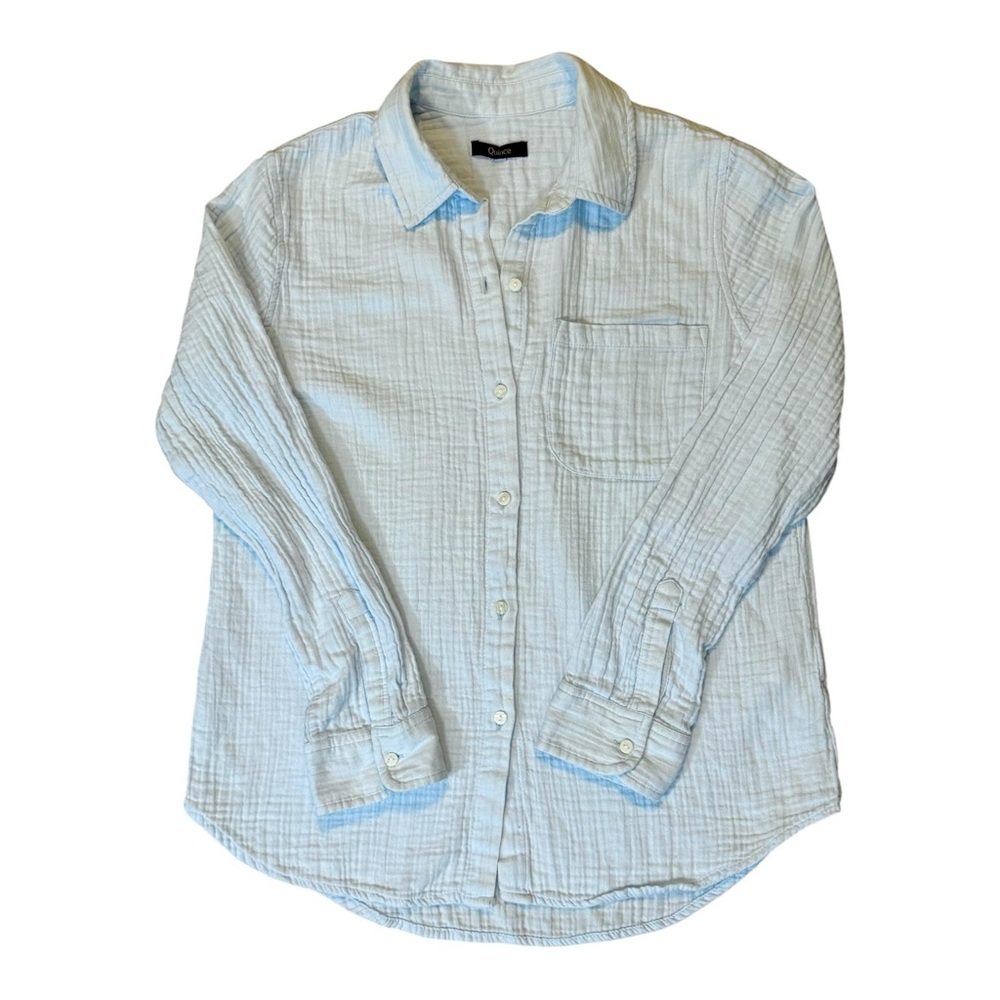 Quince Women’s Organic Cotton Gauze Shirt Nantucket Blue Sz XS Coastal Beach